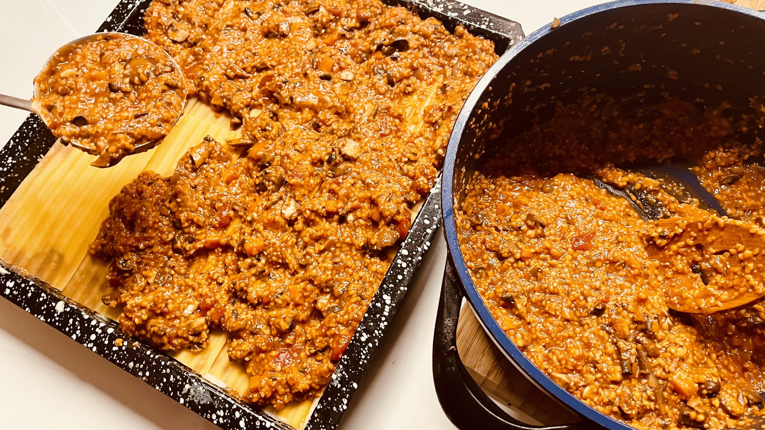 vegane Lasagne befüllen